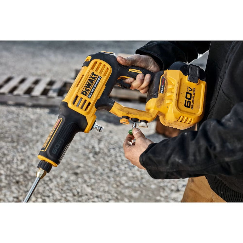 Ergonomic trigger handle close-up of DEWALT cordless power cleaner