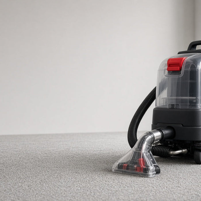 Commercial carpet extractor on facility carpet in a clean building