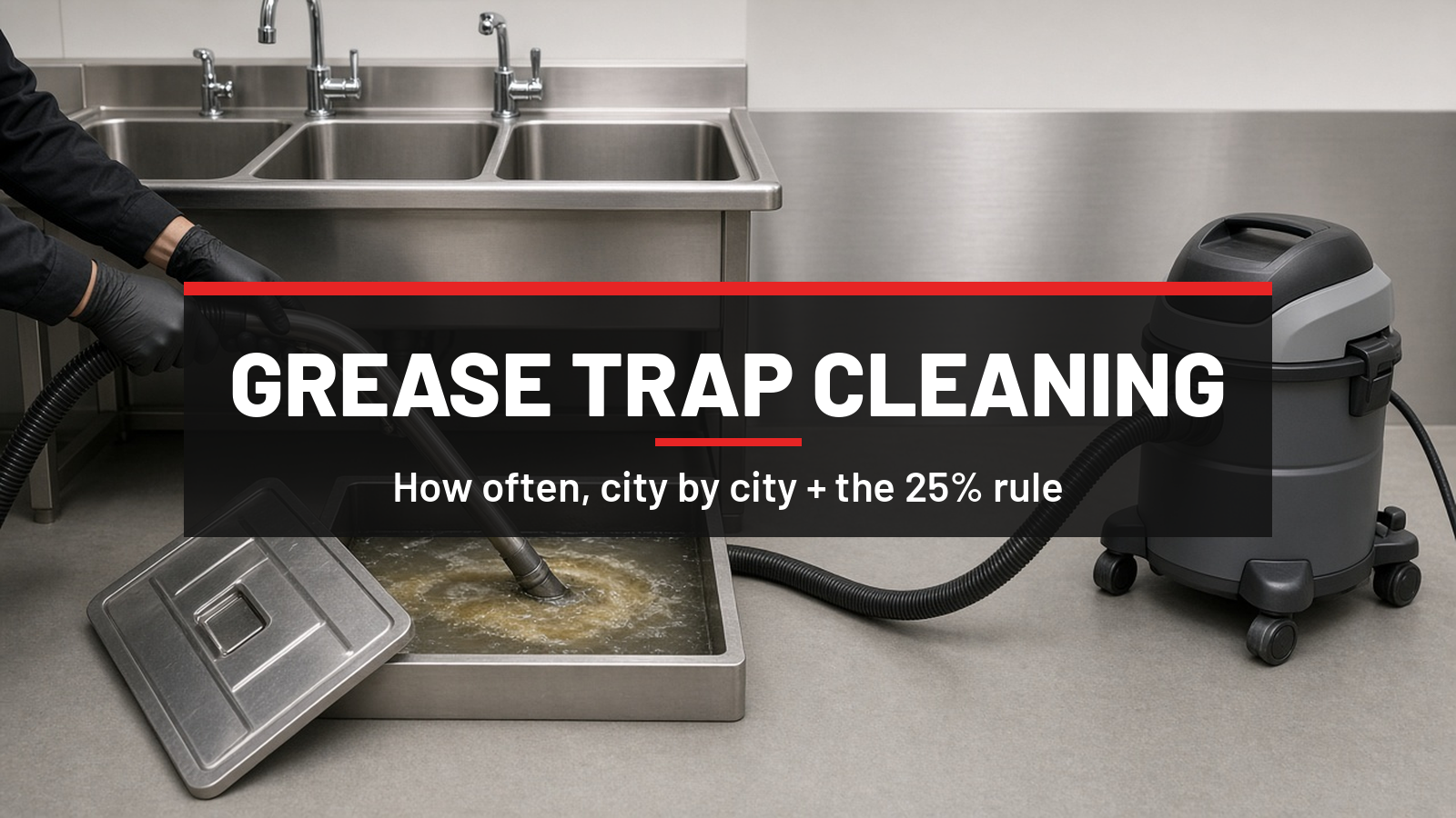 Grease trap cleaning equipment for Canadian commercial kitchens: Kärcher NT 65/2, Kärcher NT 48/1, and Shop-Vac 55-gallon wet/dry vacuums with prices