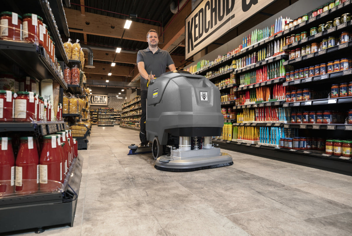Karcher BD 80/100 W BP Classic Walk-Behind Scrubber aisle