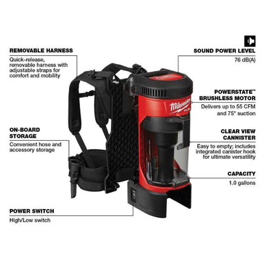 Milwaukee M18 Fuel™ 3-in-1 Backpack Vacuum description