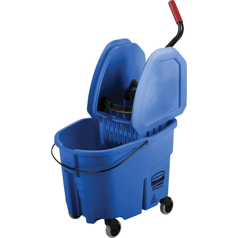 Rubbermaid WaveBrake Mop Bucket & Down-Press Wringer – 35 Qt / 8.75 Gallon (Blue)