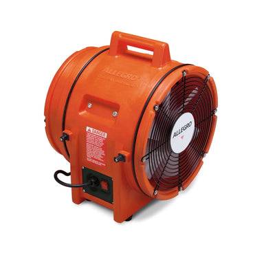 Allegro 9543 orange 12-inch axial air blower with carry handle and front grille