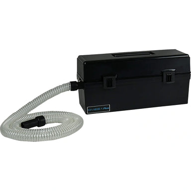 Atrix VACOMEGAH black toolbox-style vacuum with a clear coiled hose