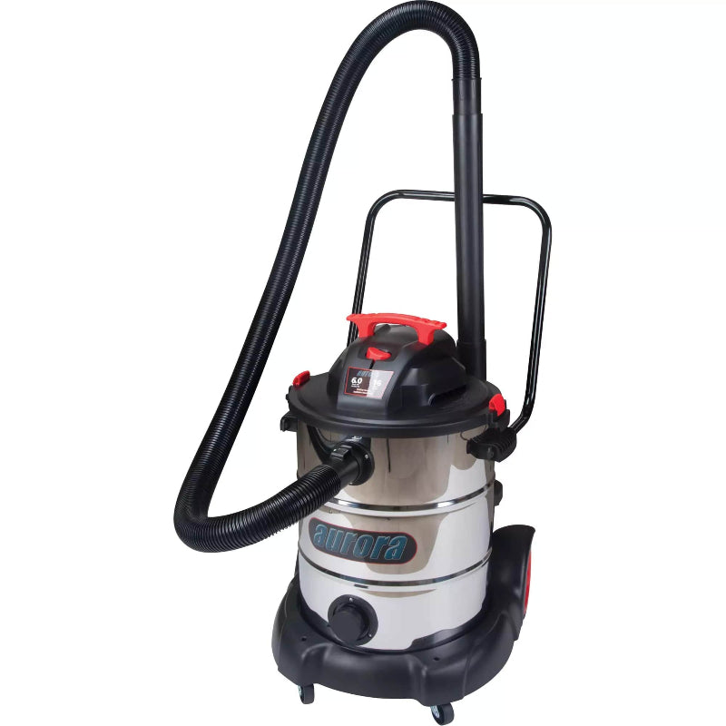 Aurora Tools 16-gallon stainless steel wet dry vacuum front view
