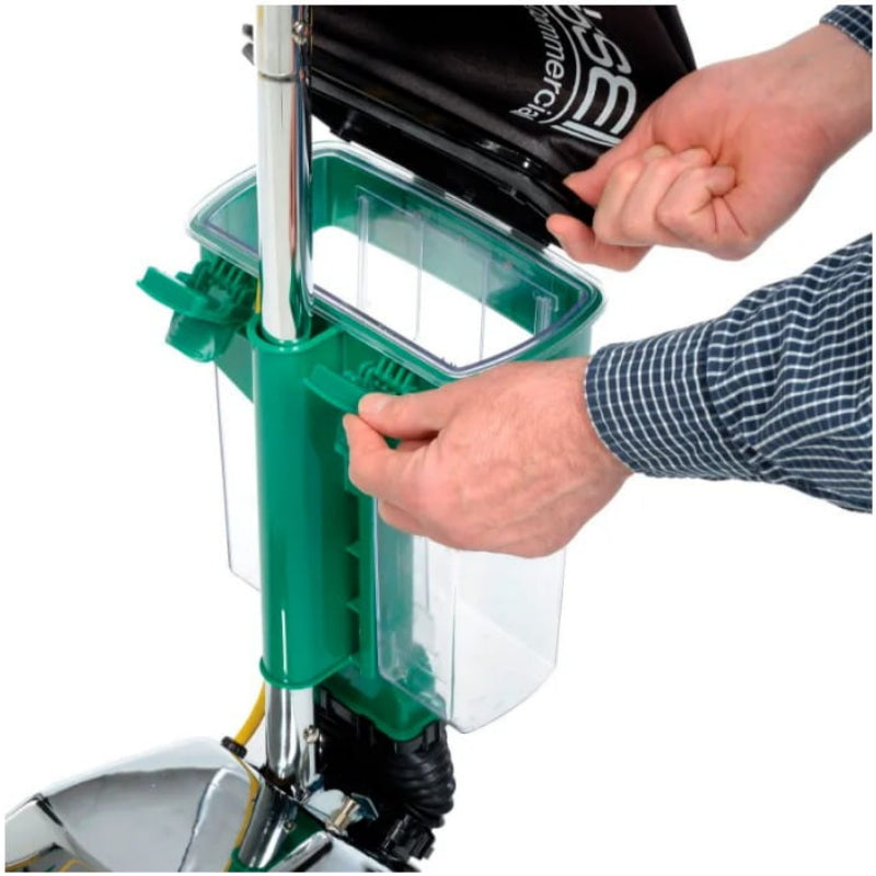 Close up detail of Bissell BigGreen Commercial ProCup 12 upright vacuum