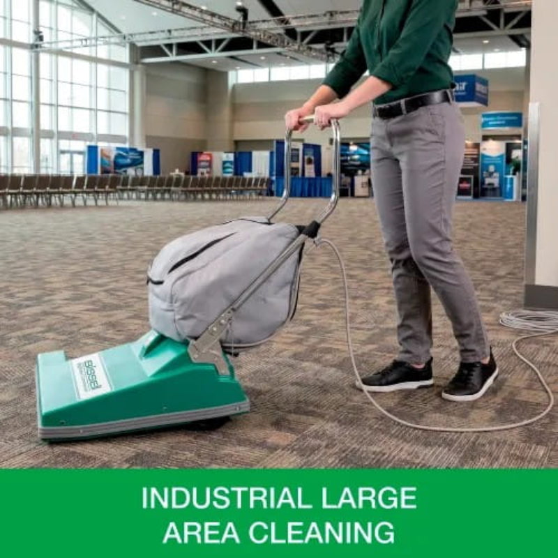 Bissell Commercial ComVac wide area vacuum cleaning a large commercial space with industrial-grade performance