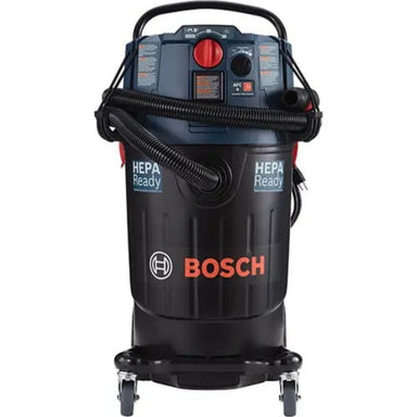 Front angle view of the Bosch VAC140AH HEPA dust extractor with 14.5 gallon capacity