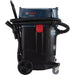 Rear view of the Bosch VAC140AH commercial HEPA dust extractor showing hose storage and wheels