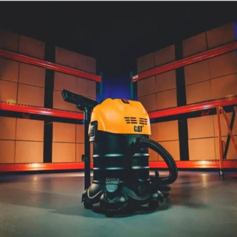 Cat C06V HEPA wet dry vacuum being used for commercial floor cleaning