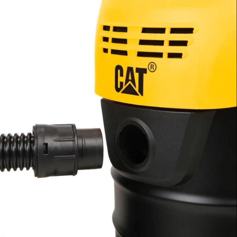 Front hose connection and motor housing of the Cat C06V wet dry vacuum