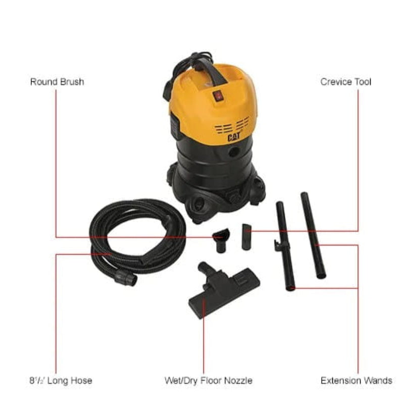 Cat C06V wet dry vacuum with complete accessory kit and cleaning attachments