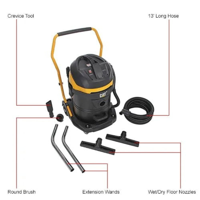 CAT C16V commercial wet dry vacuum dimensions and accessories