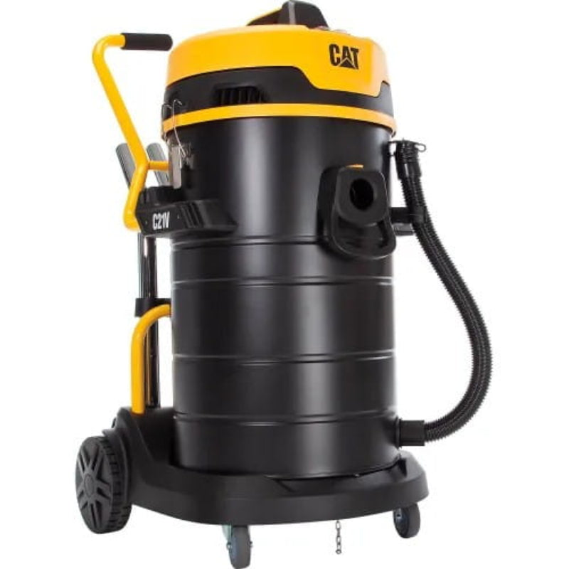 CAT C21V 21 Gallon stainless steel HEPA wet dry vacuum side view