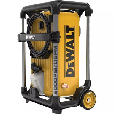 DEWALT 15 Amp Brushless Electric Cold Water Pressure Washer front view with hose storage and wheels