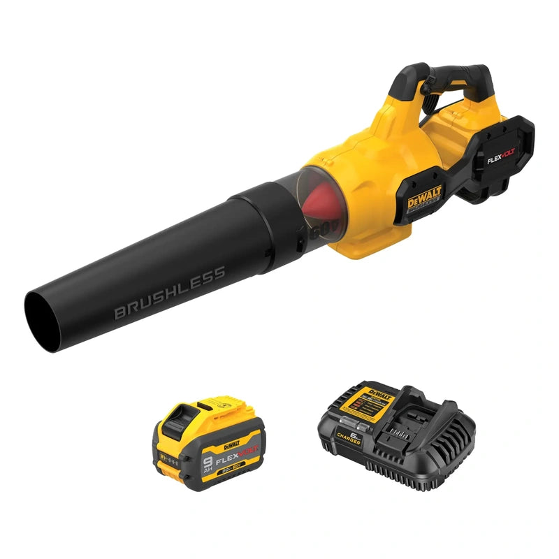 DEWALT DCBL772X1 FLEXVOLT leaf blower kit with separate DCB609 battery and DCB115 charger