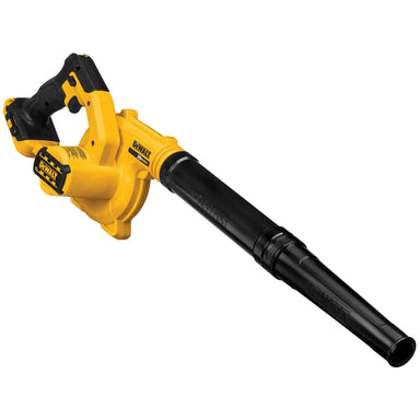 DEWALT DCE100B compact jobsite blower with black nozzle tube and empty battery connection