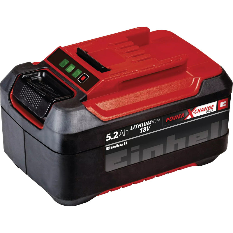 Einhell 18V 5.2Ah Power X-Change Plus lithium-ion battery for cordless commercial cleaning equipment and professional maintenance tools.
