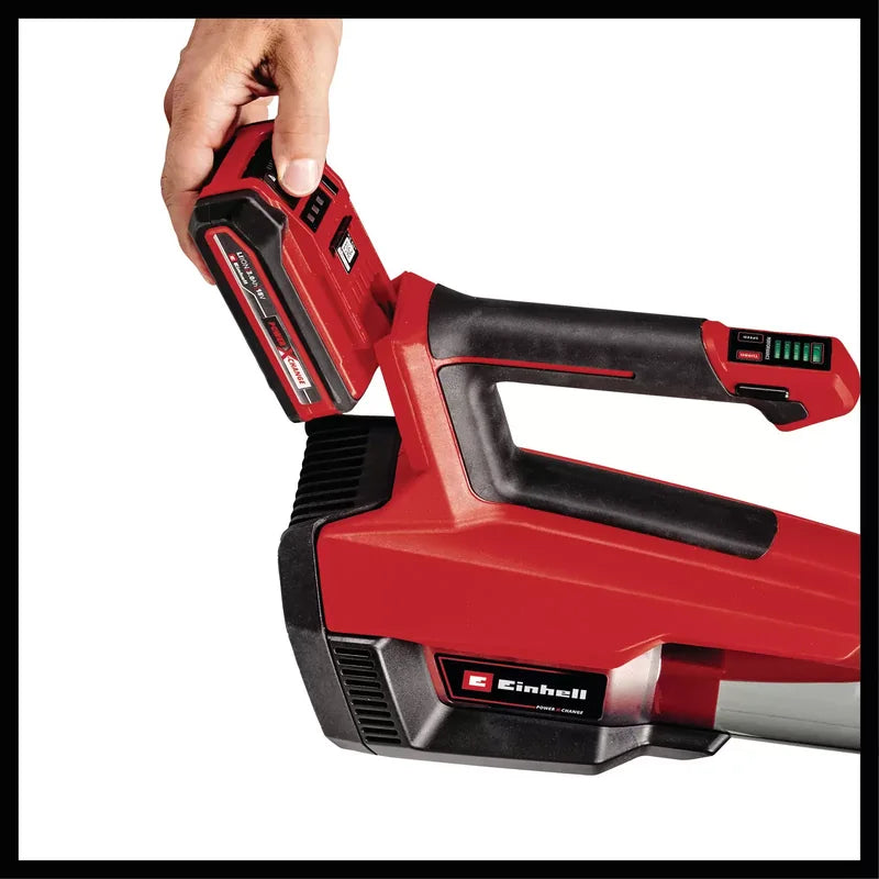 Installing a Power X-Change battery on Einhell 3433556 blower, battery sold separately