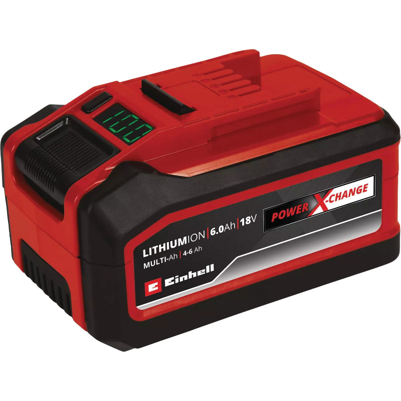 Einhell 4.0–6.0Ah 18V Power X-Change lithium-ion battery for commercial cordless cleaning equipment and professional maintenance tools.