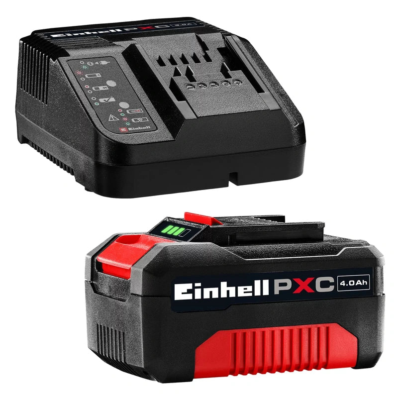 Einhell Power X-Change fast charger and 4.0 Ah battery product view