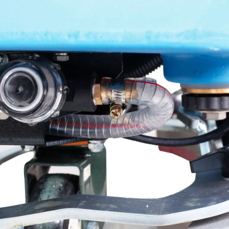 Internal motor and mechanical components of Global Industrial floor scrubber