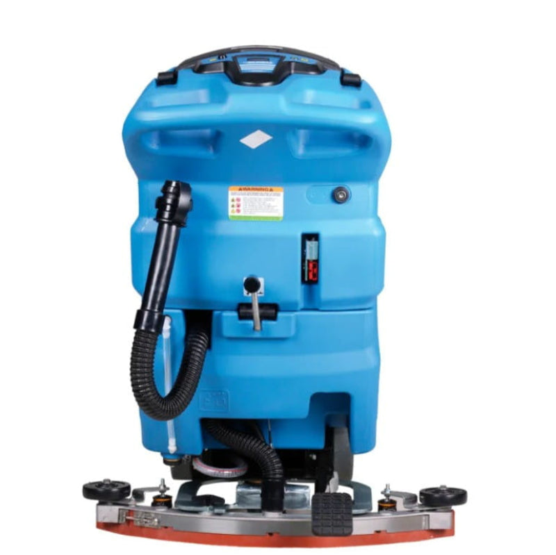 Rear view of Global Industrial professional walk-behind floor scrubber