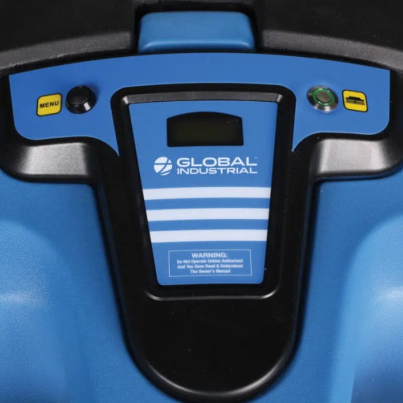 Control panel and operator dashboard of Global Industrial auto floor scrubber