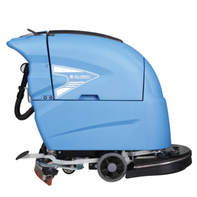 Side view of Global Industrial battery-powered commercial floor scrubber