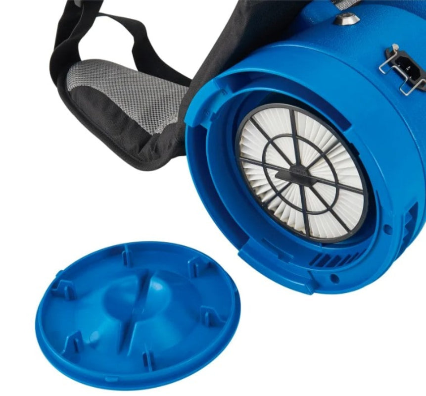 Compact 2.5-gallon HEPA backpack vacuum design