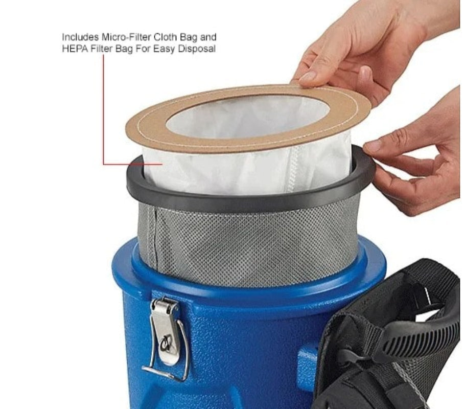 hepa-backpack-vacuum micro filter cloth and easy disposal