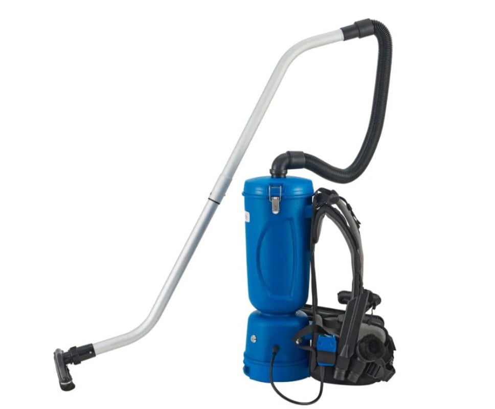 HEPA industrial vacuum in use on commercial flooring