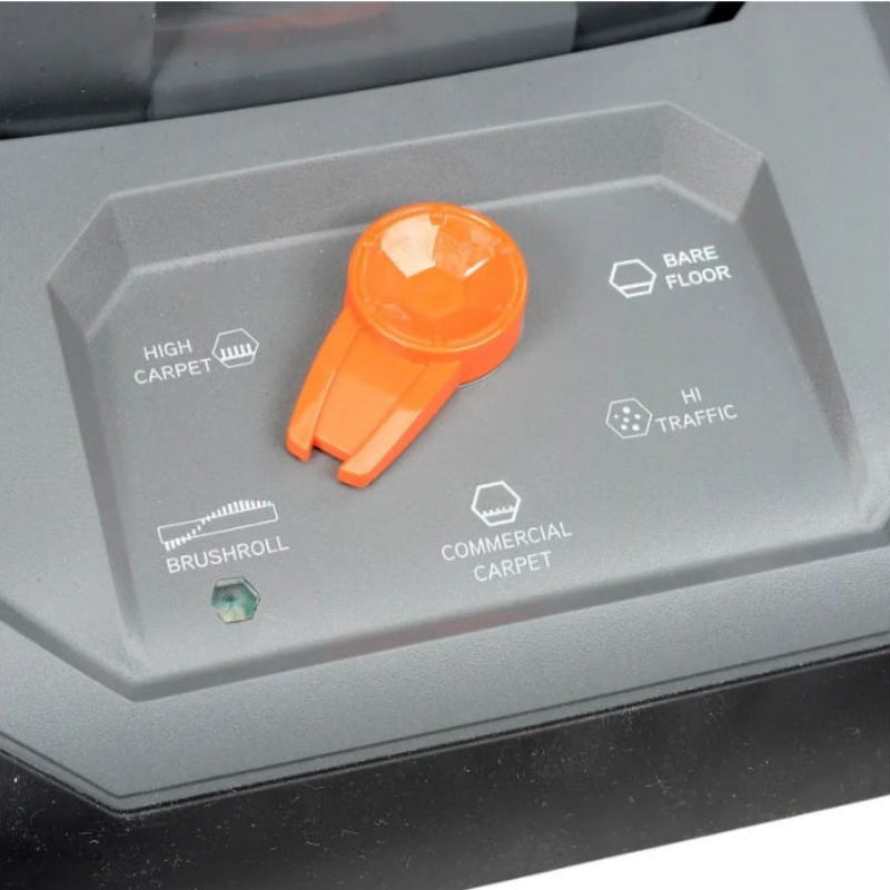 Close up detail of Hoover HushTone 13 commercial upright vacuum