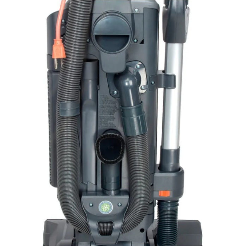 Rear view of Hoover HushTone 15 upright vacuum