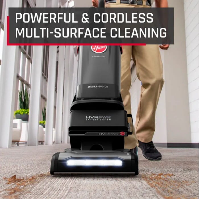 Side view of Hoover HVRPWR cordless upright vacuum