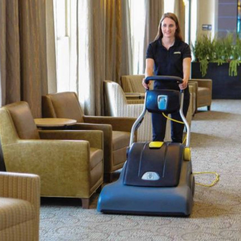 Karcher commercial wide area vacuum with foldable handle for compact storage