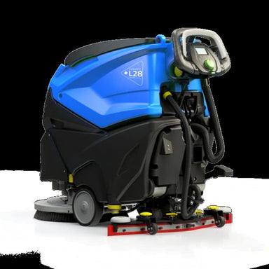 Side angle view of Labrador L28 battery-powered commercial floor scrubber