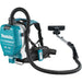 Makita cordless backpack vacuum front view for commercial cleaning