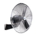 Matrix Industrial EA284 26-inch wall fan angled view showing wall bracket and chrome grill
