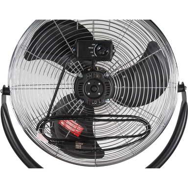 Matrix Industrial EA289 pedestal fan rear view showing three-speed control and motor