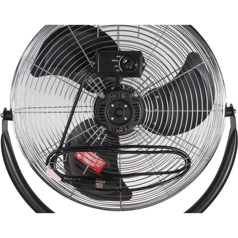 Matrix Industrial EA289 pedestal fan rear view showing three-speed control and motor