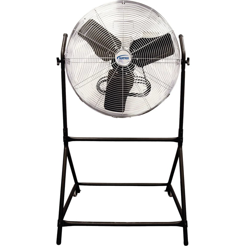 Matrix Industrial EA476 24-inch roll-about fan front view with cart frame
