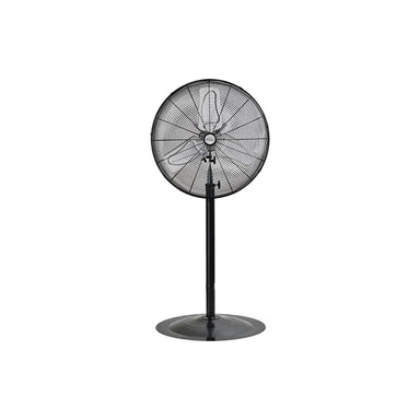 Matrix Industrial EA642 24-inch non-oscillating pedestal fan front view with round base