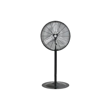 Matrix Industrial EA643 24-inch heavy-duty oscillating pedestal fan front view with round base