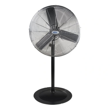 Matrix Industrial EA657 26-inch non-oscillating pedestal fan front view with round base