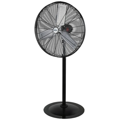 Matrix Industrial EA666 30-inch oscillating pedestal fan front-angle view with round base