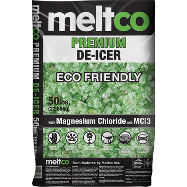 Meltco 50 lb single bag front packaging; sold in a pack of ten