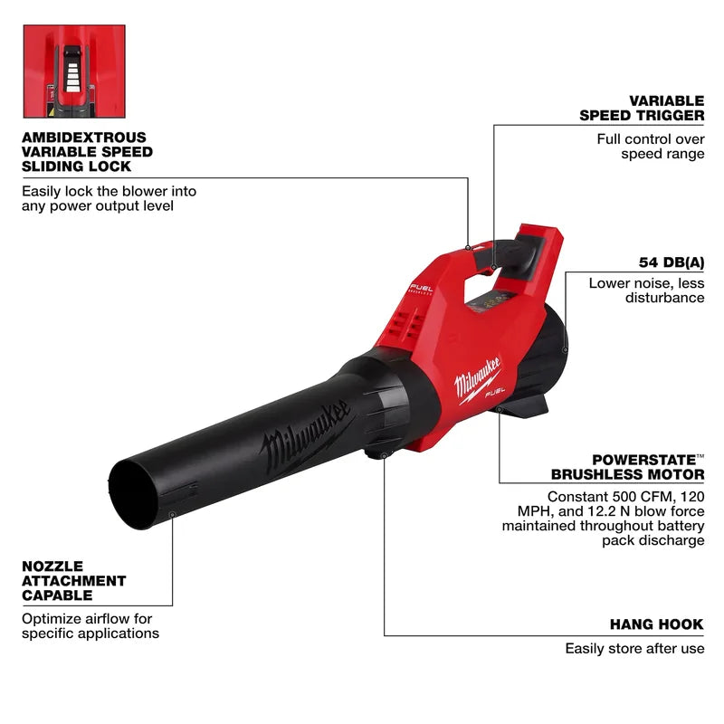 Milwaukee 3017-20 blower controls and feature diagram