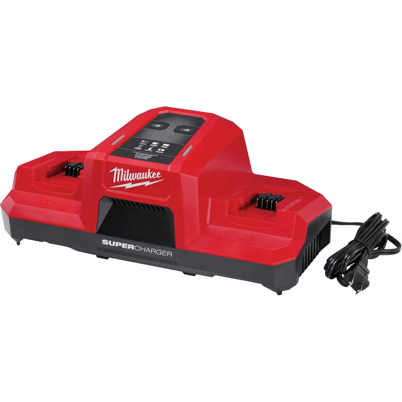 Milwaukee M18 Dual Bay Super Charger Angled View