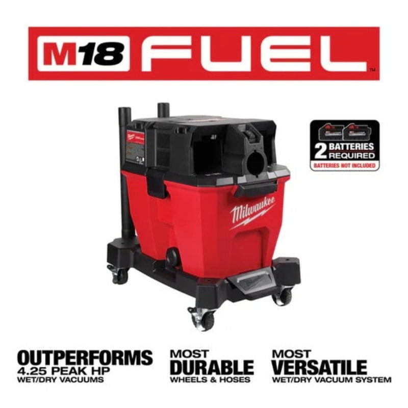 Extension wands included with Milwaukee M18 FUEL 9-gallon wet dry vacuum